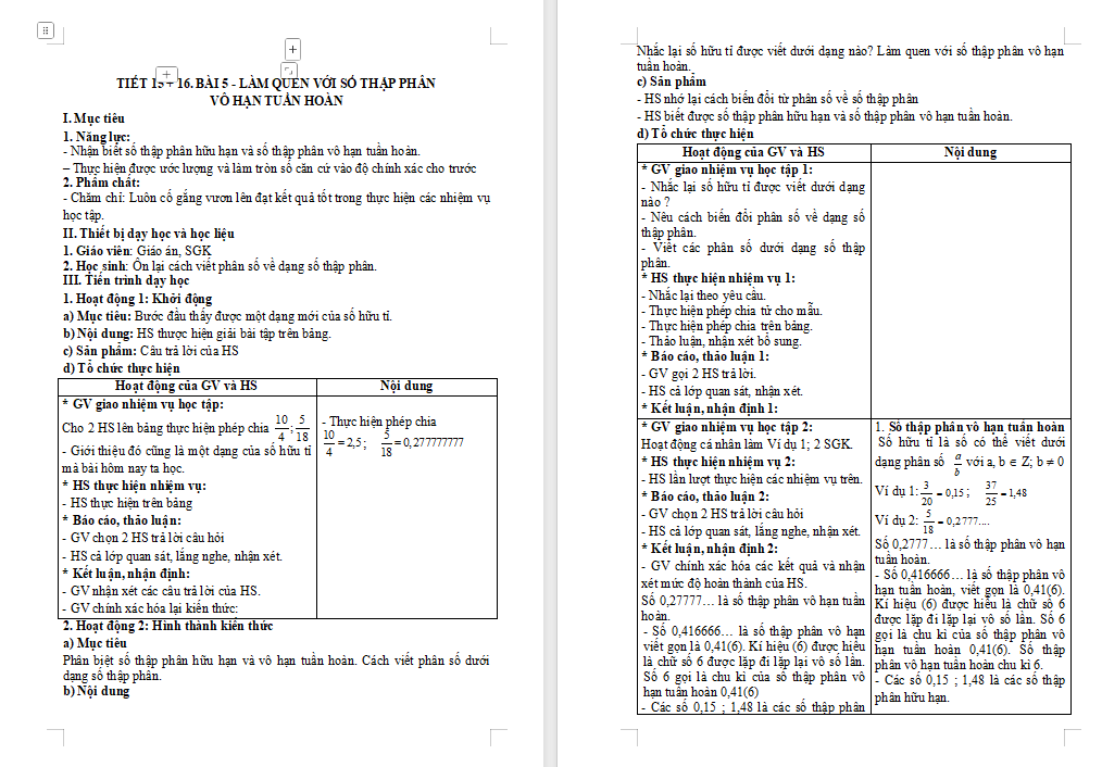 Làm quen với số thập phân vô hạn tuần hoàn