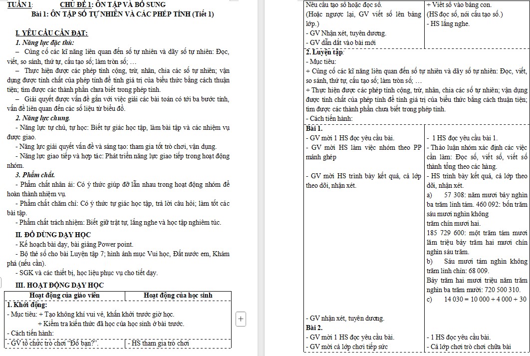 Giáo án Toán 5 CTST Bài Ôn tập số tự nhiên và các phép tính trang 7