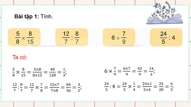 PowerPoint Toán 5 Ôn tập các phép tính với phân số
