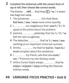 Friends Plus 9 Workbook giải Language Focus Practice Unit 8 minh họa 2