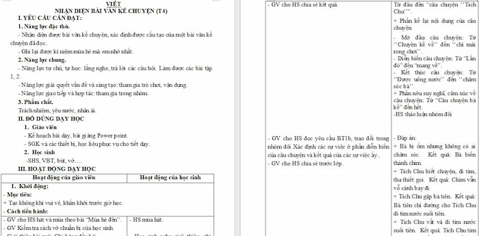 Giáo án Tiếng Việt 4 Nhận diện bài văn kể chuyện