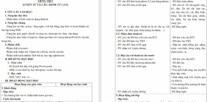Giáo án Tiếng Việt 4 Những ngày hè tươi đẹp