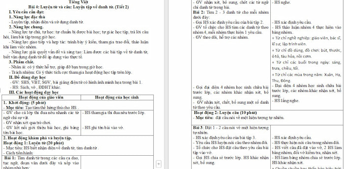 Giáo án Tiếng Việt 4 Luyện tập về danh từ