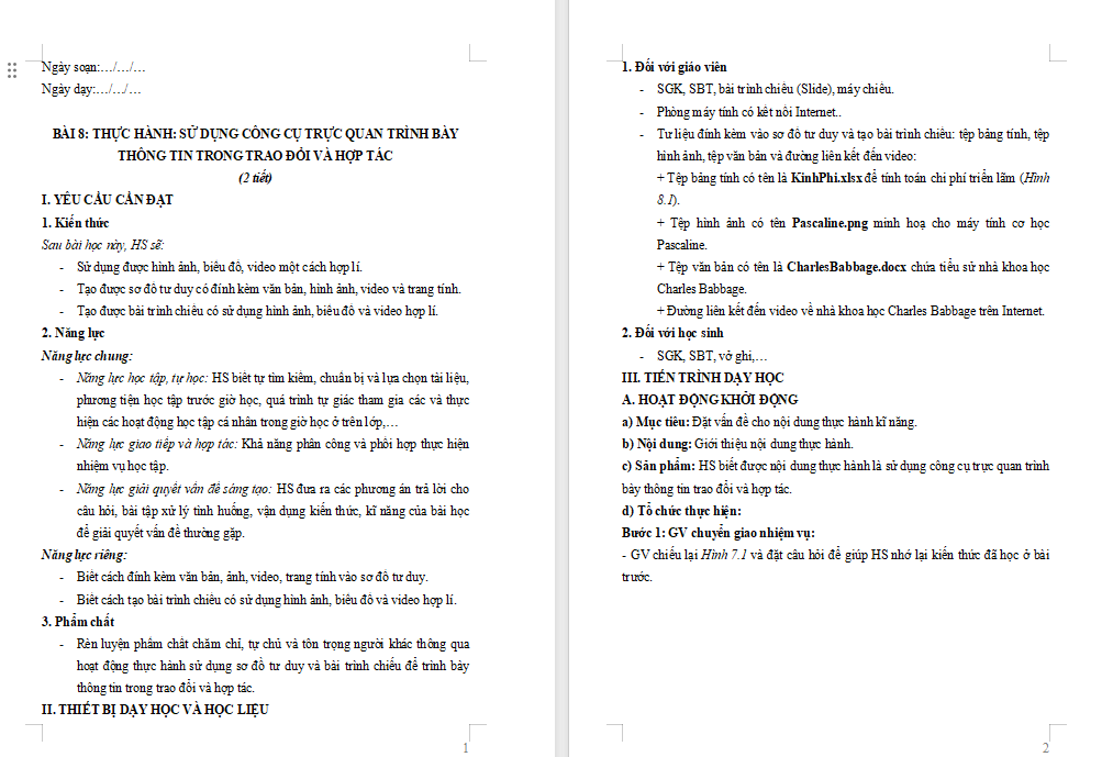 Giáo án PowerPoint Tin học 9 Bài 8