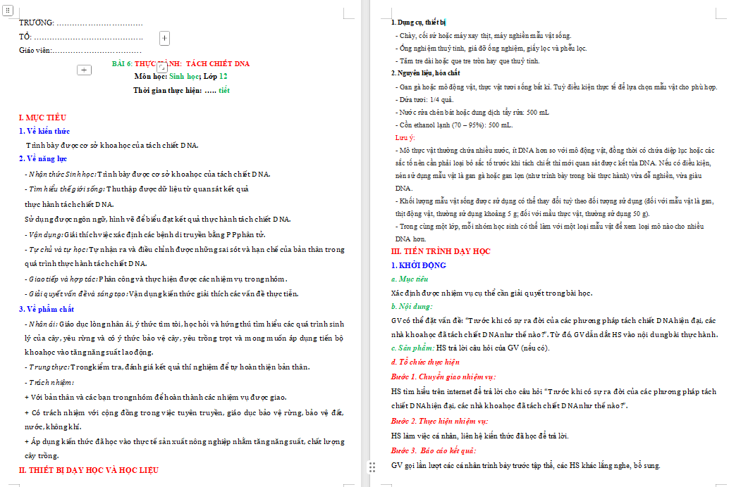 Thực hành Tách chiết DNA