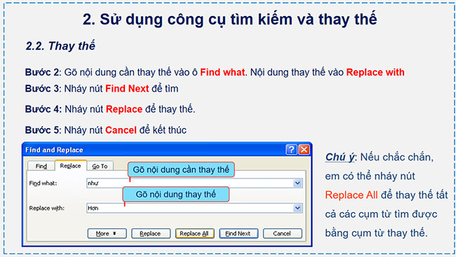 PowerPoint Tin học 6 Thực hành: Tìm kiếm và thay thế
