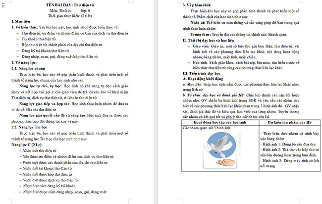 Giáo án Tin học 6 Thư điện tử