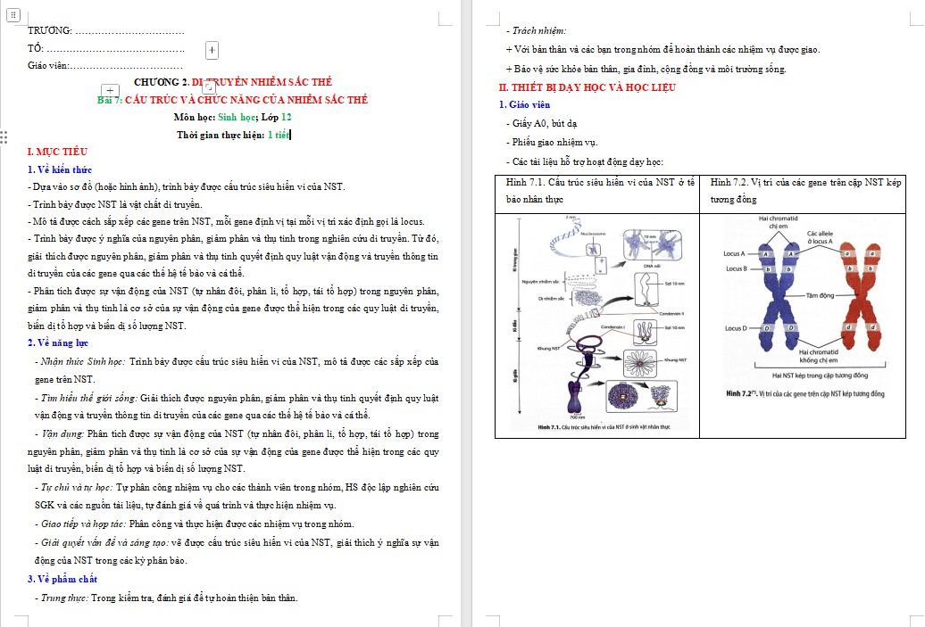 Cấu trúc và chức năng của nhiễm sắc thể