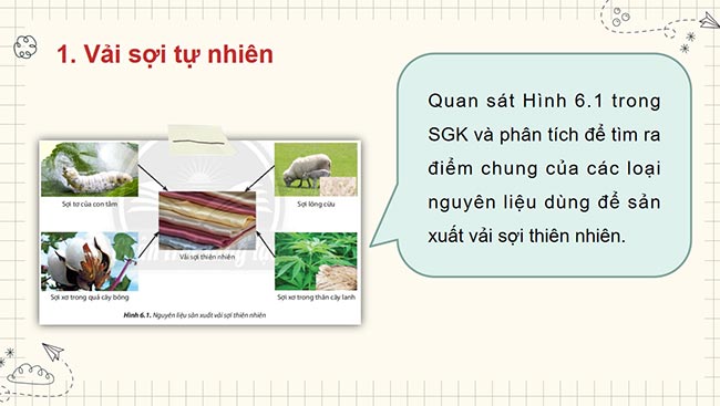 PowerPoint Công nghệ 6 Bài 6: Các loại vải thường dùng trong may mặc