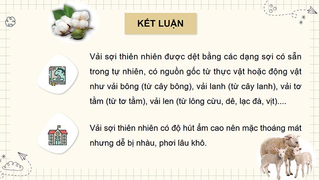 PowerPoint Công nghệ 6 Bài 6: Các loại vải thường dùng trong may mặc