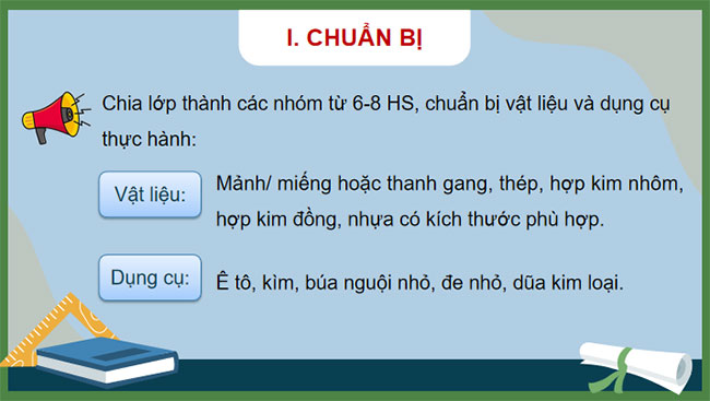 Thực hành nhận biết tính chất cơ bản của vật liệu cơ khí thông dụng