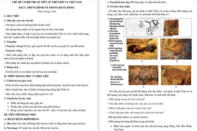 Giáo án Mĩ thuật 6 Những hình vẽ trong hang động