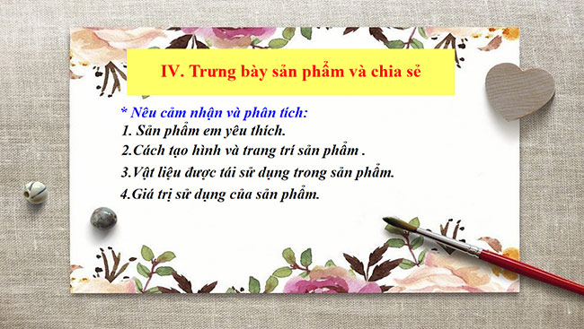 PowerPoint Mĩ thuật 6 Sản phẩm từ vật liệu đã qua sử dụng