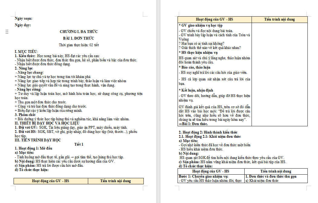 Giáo án PowerPoint Toán 8 Bài 1