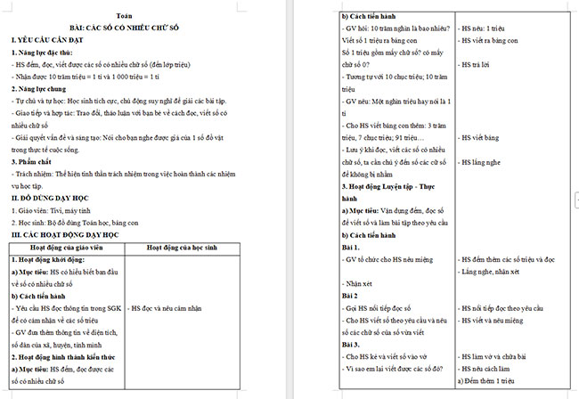 Giáo án Toán 4 Các số có nhiều chữ số