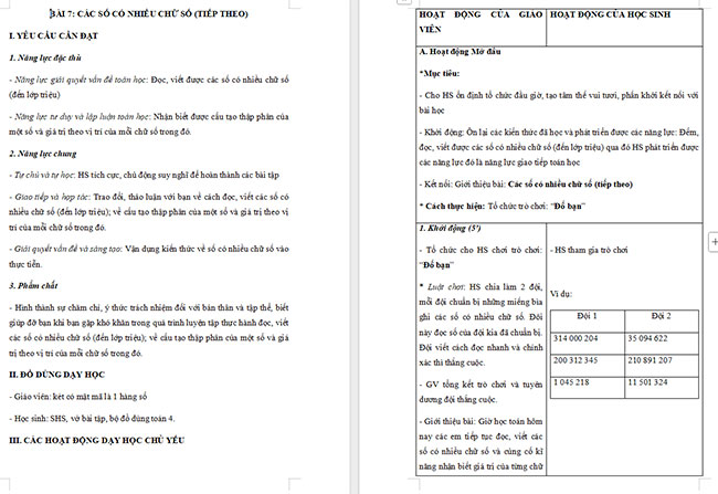 Giáo án Toán 4 Các số có nhiều chữ số (tiếp theo)