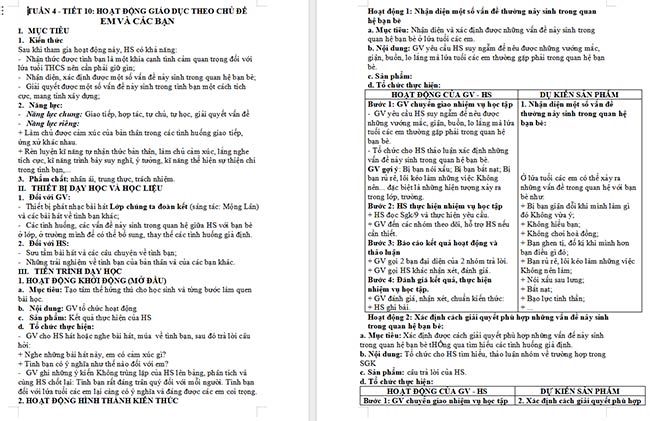 Giáo án Hoạt động trải nghiệm 6: Em và các bạn