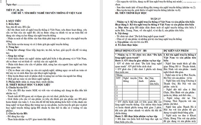 Giáo án Hoạt động trải nghiệm 6: Tìm hiểu nghề truyền thống ở Việt Nam