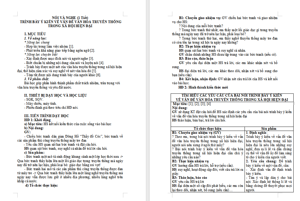 Trình bày ý kiến về vấn đề văn hoá truyền thống trong xã hội hiện đại