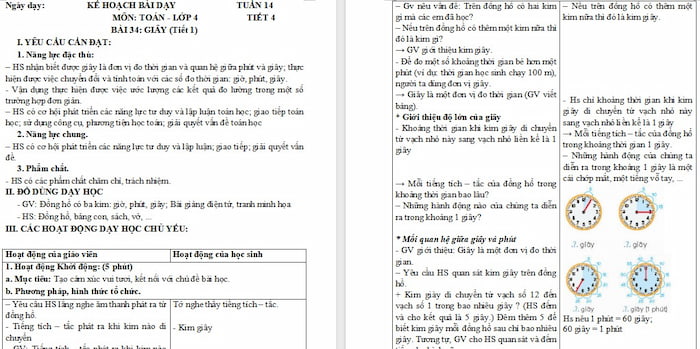 Giáo án Toán 4 Bài 34: Giây