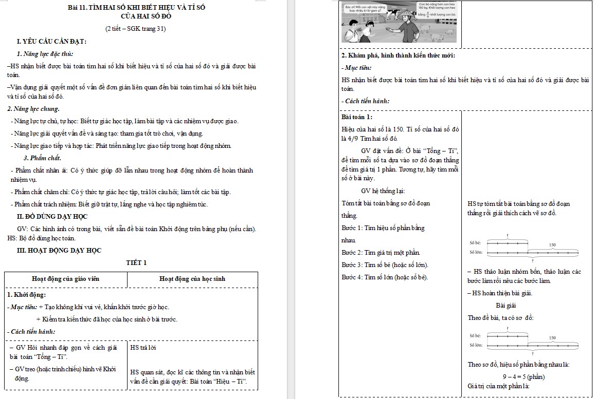 Giáo án Toán 5 CTST Bài 11 trang 28