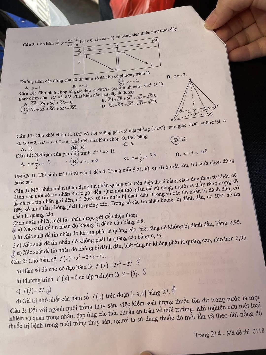 Đề thi tốt nghiệp môn Toán