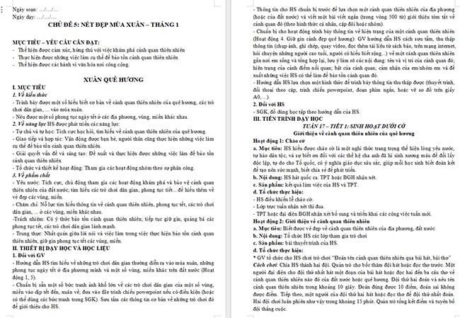 Giáo án HĐTN 6: Xuân quê hương