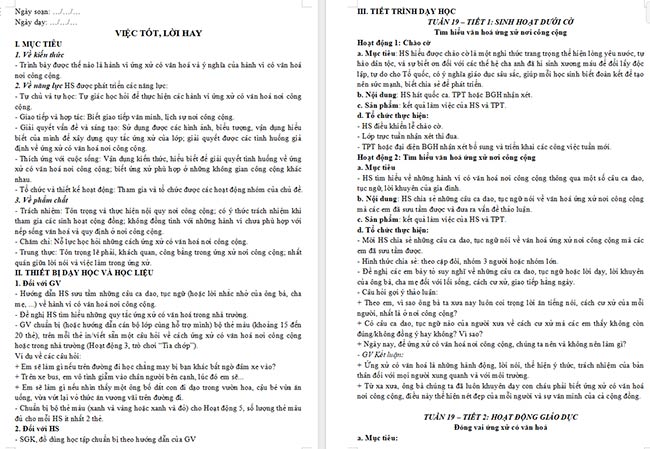 Giáo án HĐTN 6: Việc tốt, lời hay