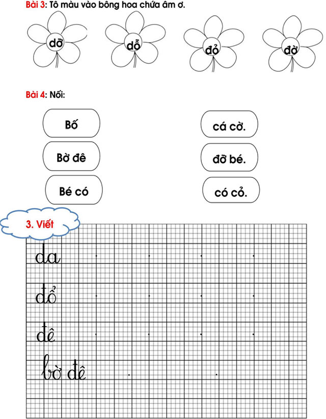 Phiếu bài tập cuối tuần Tiếng Việt lớp 1 - Tuần 3