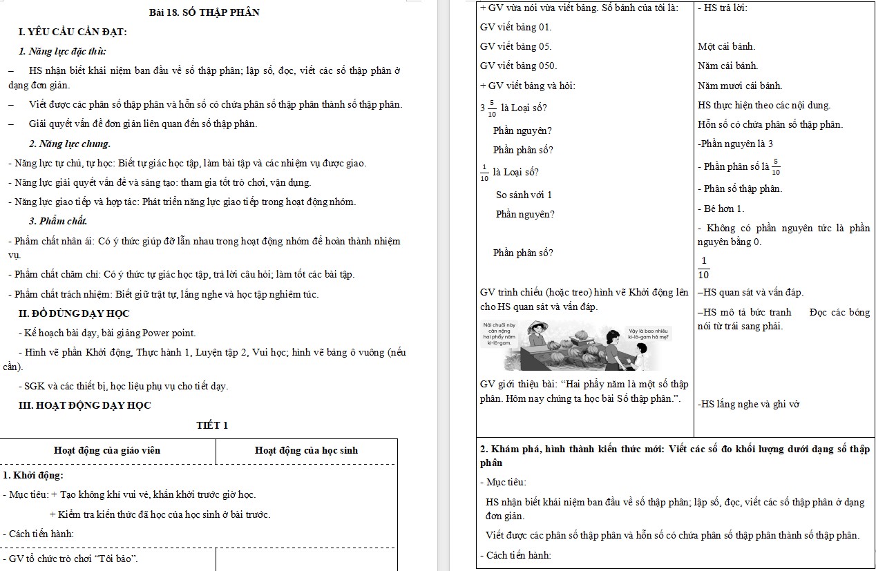 Giáo án Toán 5 CTST Bài 18 trang 48