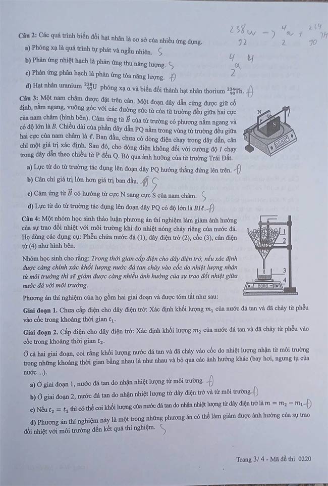 Đề thi môn Vật lí THPT Quốc gia 2025