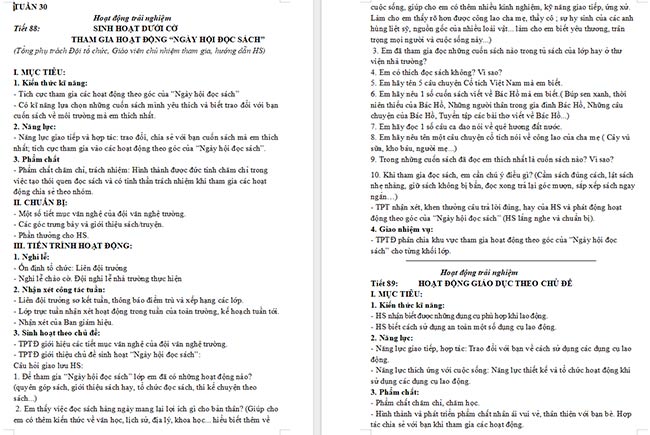 Giáo án Hoạt động trải nghiệm 2 Tuần 30
