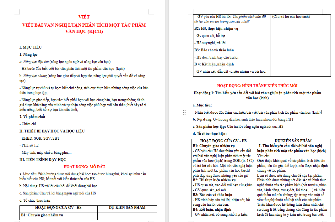 Viết bài văn nghị luận phân tích một tác phẩm văn học kịch