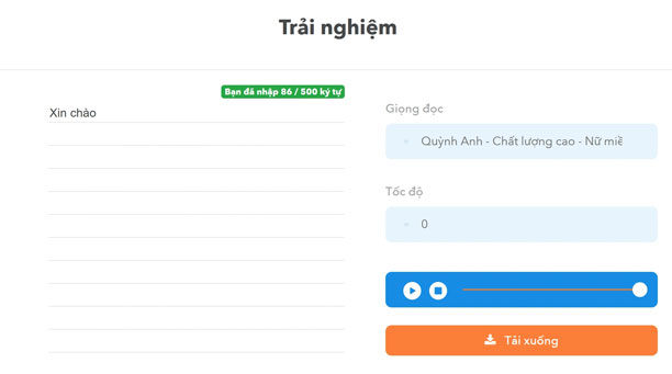 Công cụ chuyển văn bản thành giọng nói của Viettel