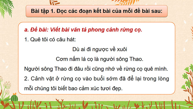 PowerPoint Tiếng Việt 5 Viết đoạn kết bài cho bài văn tả phong cảnh