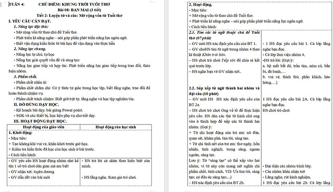 Giáo án Tiếng Việt 5 Mở rộng vốn từ Tuổi thơ