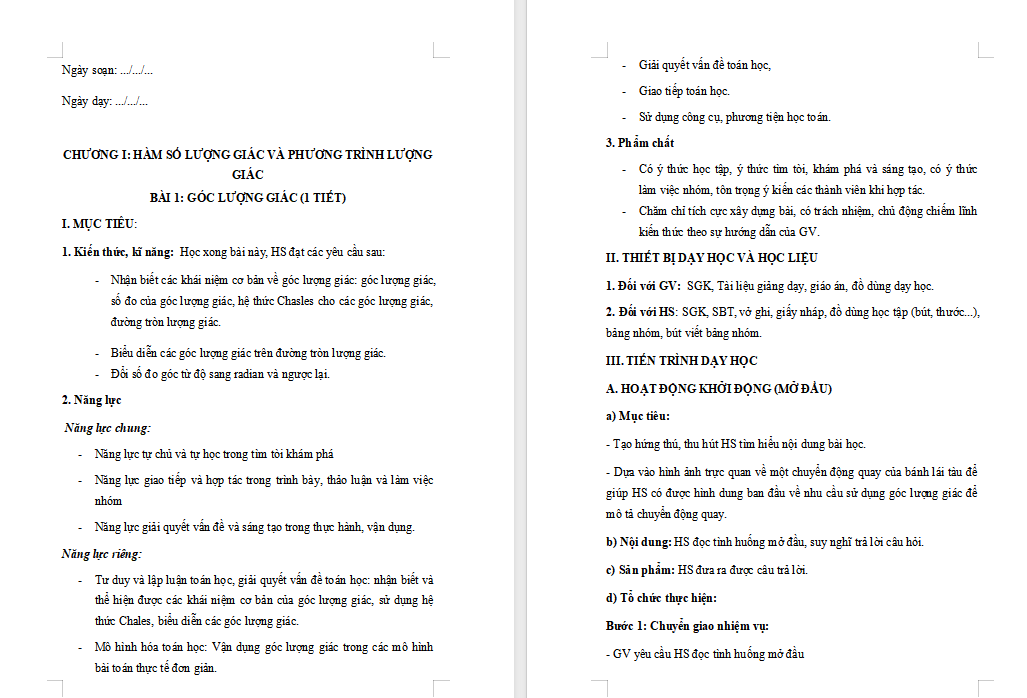 PowerPoint Toán 11 Bài 1 Góc lượng giác 