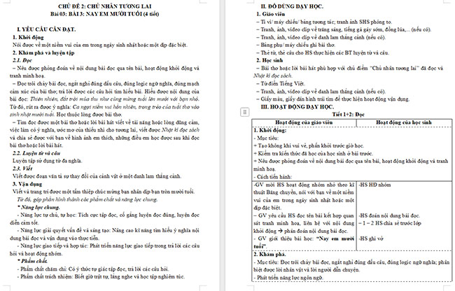 Giáo án Tiếng Việt 5 Nay em mười tuổi