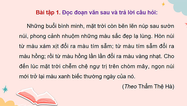 PowerPoint Tiếng Việt 5 Luyện tập viết đoạn văn cho bài văn tả phong cảnh