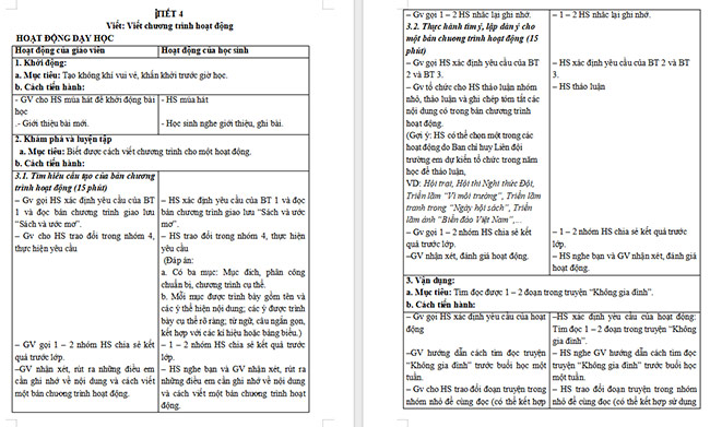 Giáo án Tiếng Việt 5 Viết chương trình hoạt động