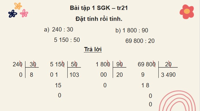 PowerPoint Toán 4 Bài 50: Chia hai số có tận cùng là chữ số 0