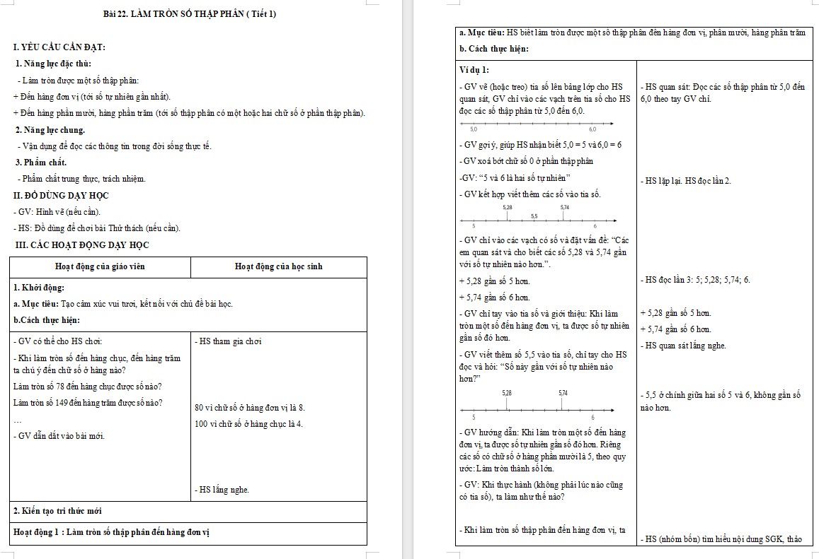 Giáo án Toán 5 CTST Bài 22 trang 57