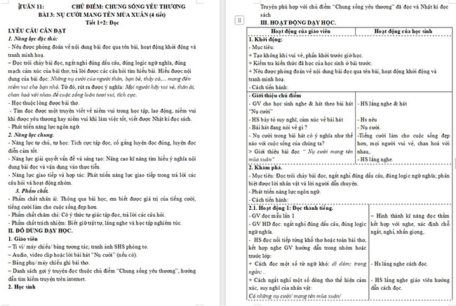 Giáo án Tiếng Việt 5 Nụ cười mang tên mùa xuân