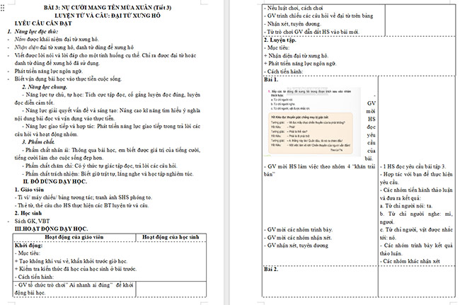 Giáo án Tiếng Việt 5 Đại từ xưng hô