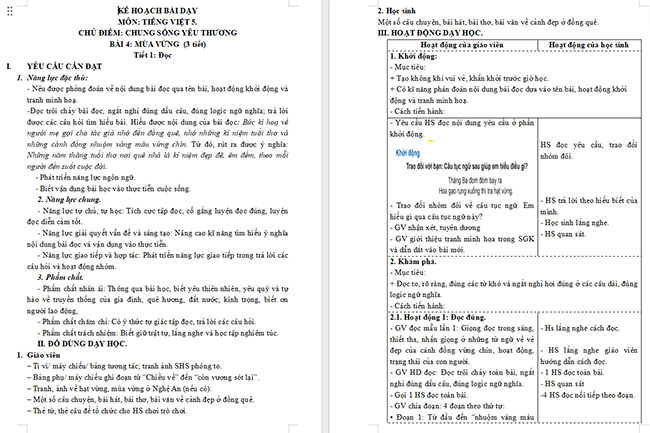 Giáo án Tiếng Việt 5 Mùa vừng