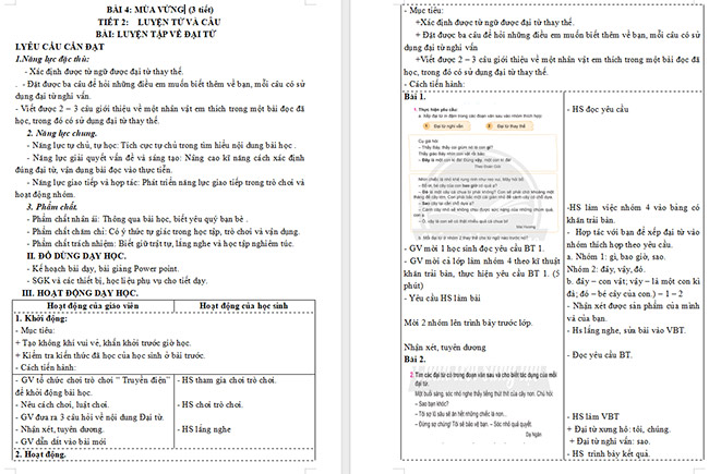 Giáo án Tiếng Việt 5 Luyện tập về đại từ