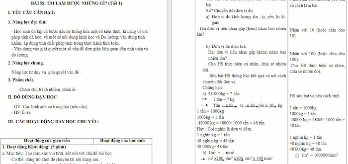 Giáo án Toán 4 Bài 58: Em làm được những gì?