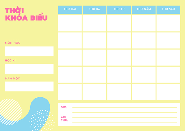 Mẫu thời khóa biểu
