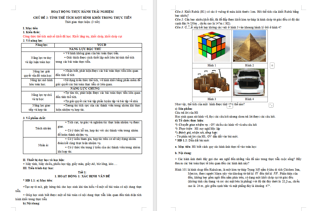 Giáo án PowerPoint Toán 11 Chủ đề 2: Tính thể tích một số hình khối trong thực tiễn