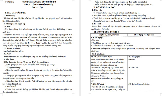 Giáo án Tiếng Việt 5 Tiếng rao đêm